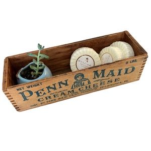 Vintage 50s Wooden Cheese Box Philadelphia Old World Hand-crafted antique